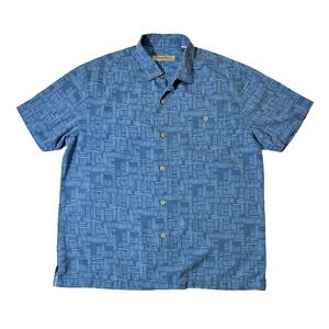 Tommy Bahama mens XL geometric print island zone silk blend camp shirt EUC